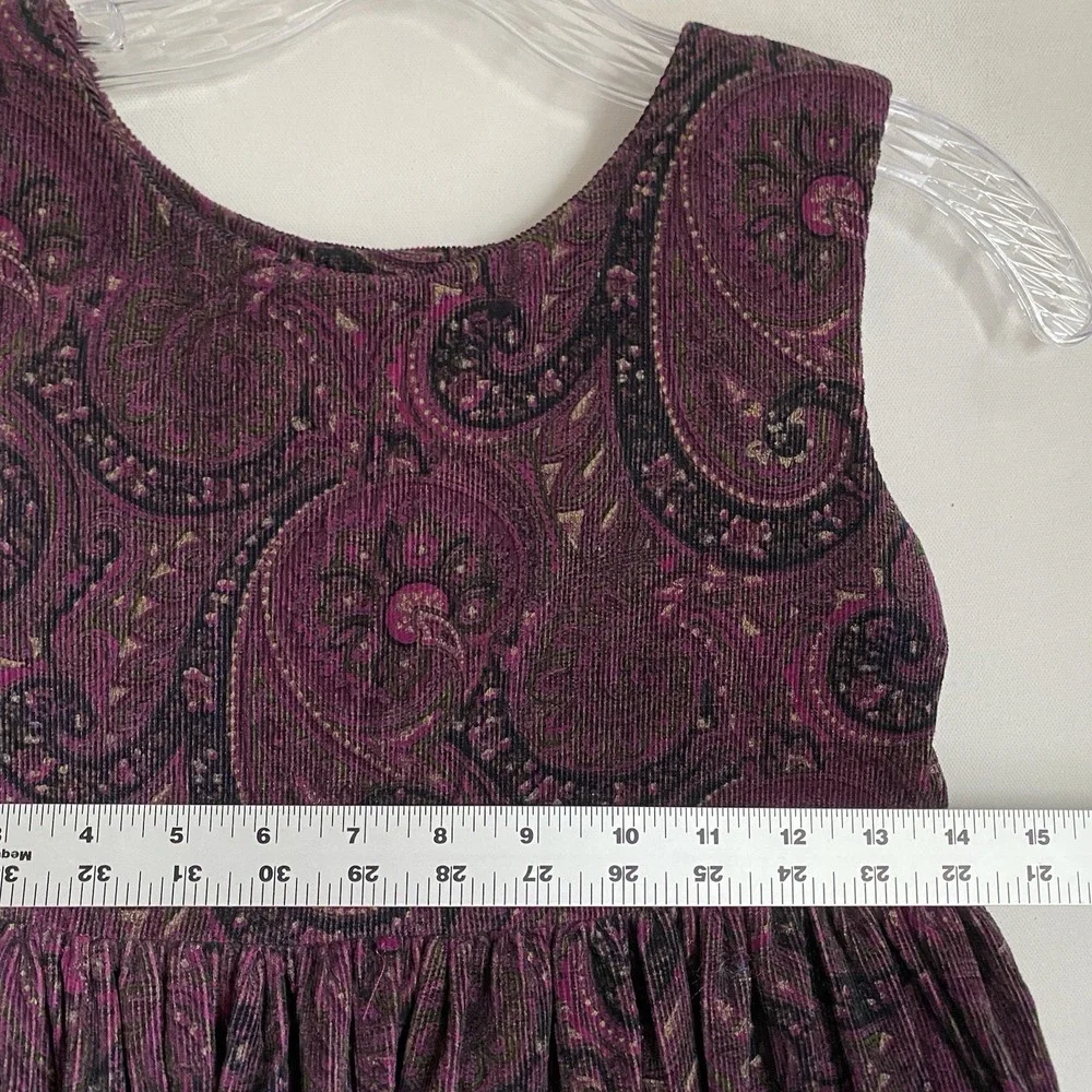 Vintage Dress Girls 7 Years Purple Corduroy Paisley Floral by Rosalind Rogers